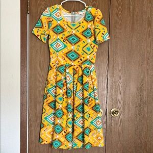 Yellow and Green Patterned Dress